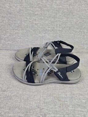 Skechers Reggae Slim Takes Two Sandals Navy/Gray Womens Sz 9